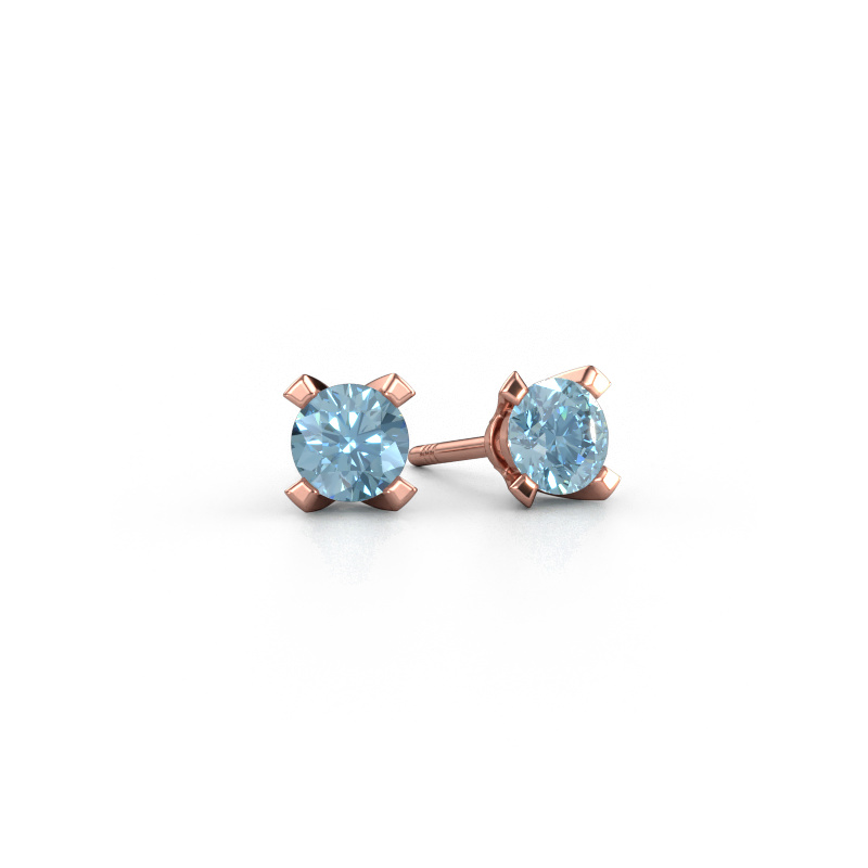 Bild von Ohrsteckers Isa 585 Roségold Blauer Labordiamant 5 mm