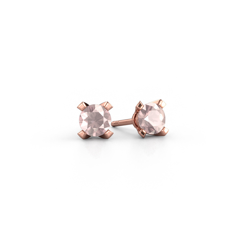 Image de Clous d'oreilles Isa 585 or rose Champagne morganite 5 mm