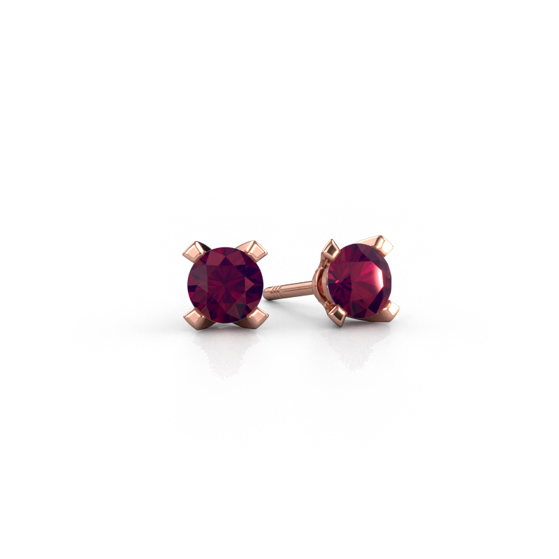 Image of Stud earrings Isa 585 rose gold Rhodolite 5 mm