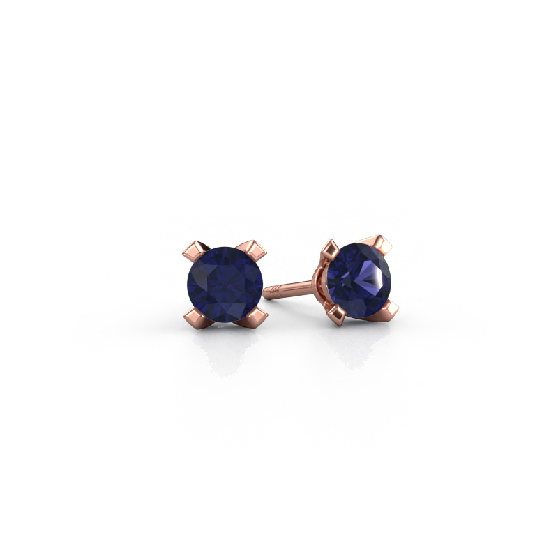 Image of Stud earrings Isa 585 rose gold Sapphire 5 mm