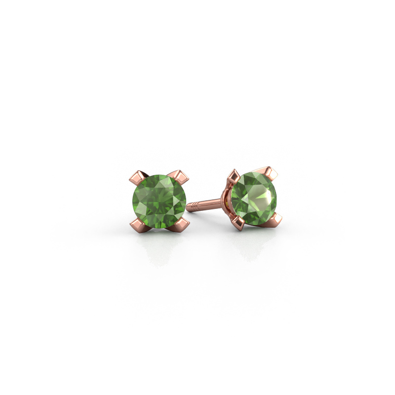 Image of Stud earrings Isa 585 rose gold Tourmaline green 5 mm