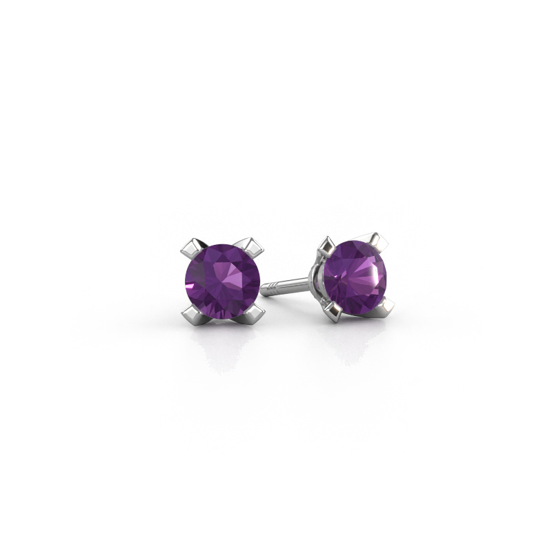 Image of Stud earrings Isa 950 platinum Amethyst 5 mm