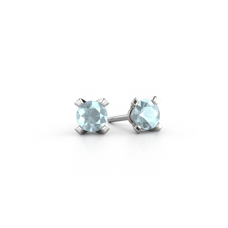 Image of Stud earrings Isa 950 platinum Aquamarine 5 mm