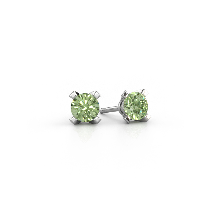 Bild von Ohrsteckers Isa 585 Weißgold Grüner Labor-Diamant 5 mm