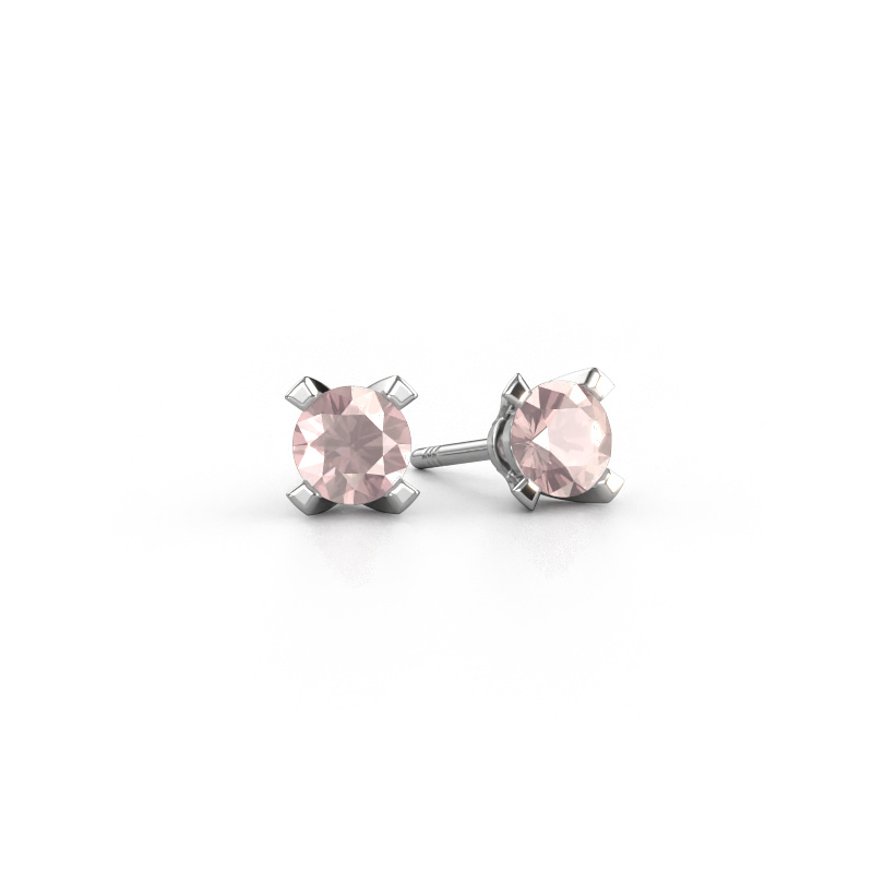 Image of Stud earrings Isa 585 white gold Morganite champagne 5 mm