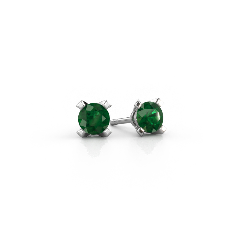 Image of Stud earrings Isa 585 white gold Emerald 5 mm