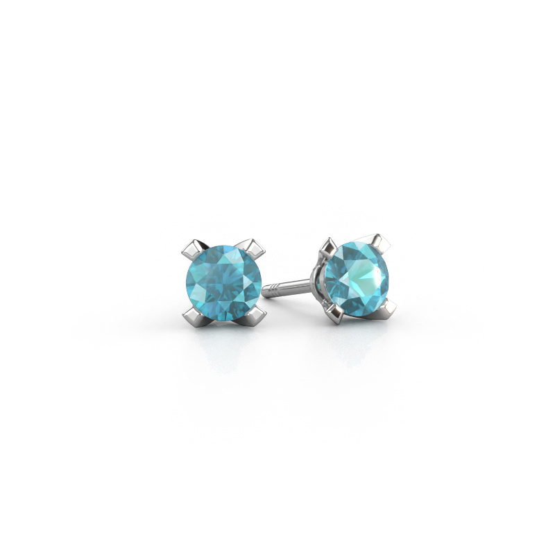 Image of Stud earrings Isa 585 white gold Blue topaz 5 mm