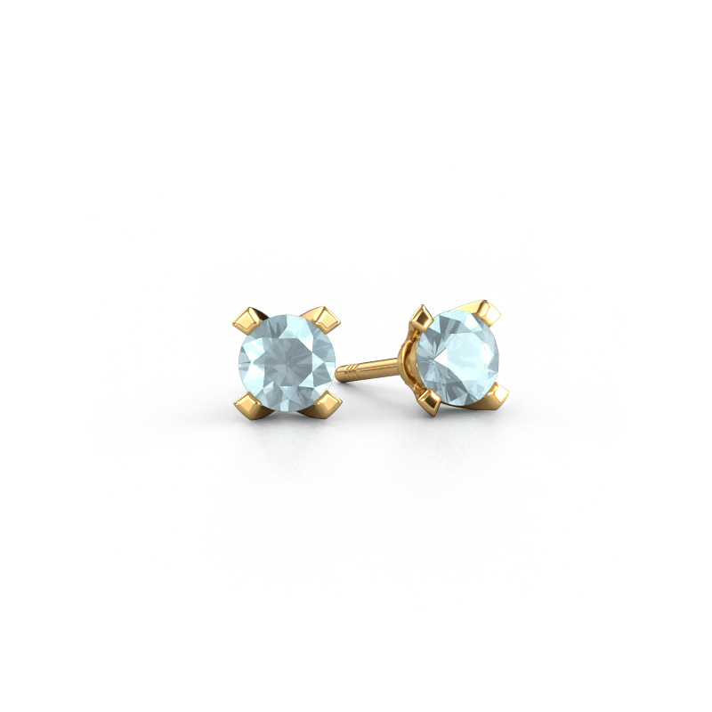 Image de Clous d'oreilles Isa 585 or jaune Aigue-marine 5 mm