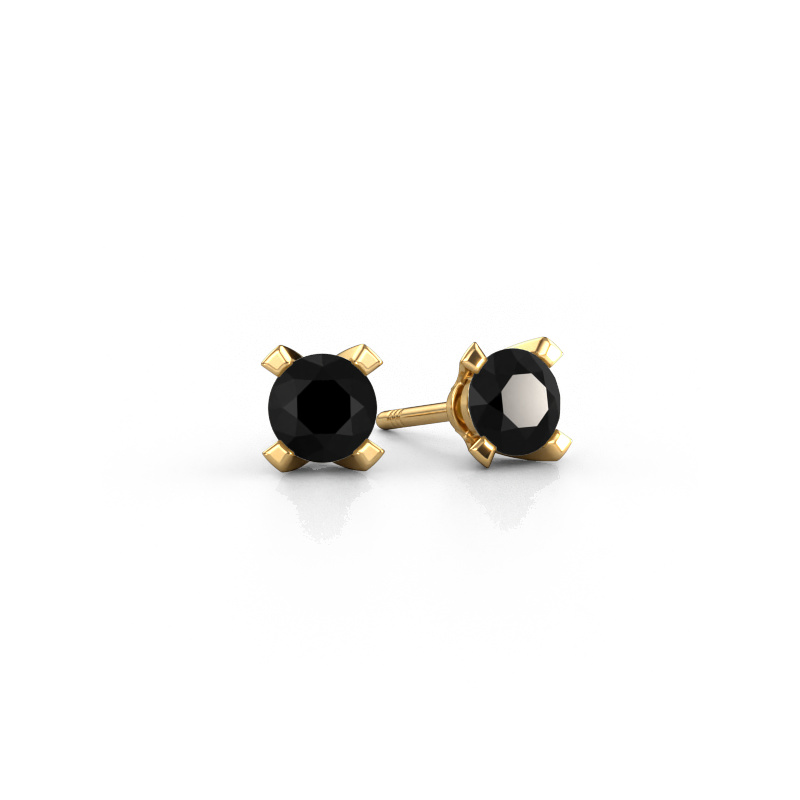 Image de Clous d'oreilles Isa 585 or jaune Diamant noir 1.20 crt