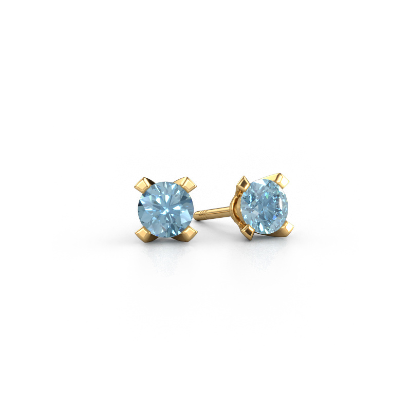 Image of Stud earrings Isa 585 gold Blue lab grown diamond 5 mm
