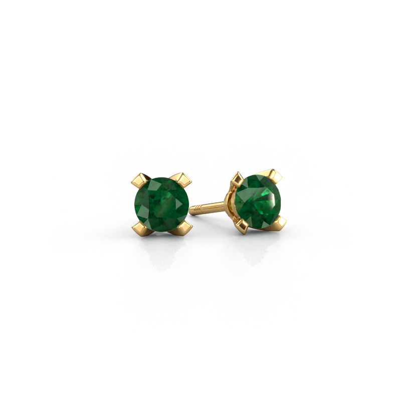 Image of Stud earrings Isa 585 gold Emerald 5 mm