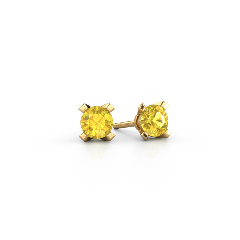 Image de Clous d'oreilles Isa 585 or jaune Saphir jaune 5 mm