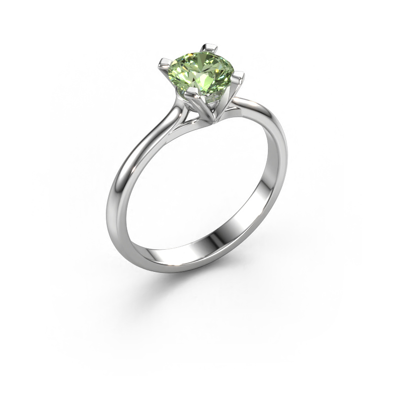 Image of Engagement ring Isa 1 585 white gold Green lab grown diamond 5.7 mm