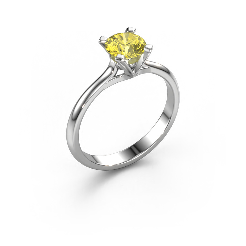 Image of Engagement ring Isa 1 585 white gold Yellow lab grown diamond 5.7 mm