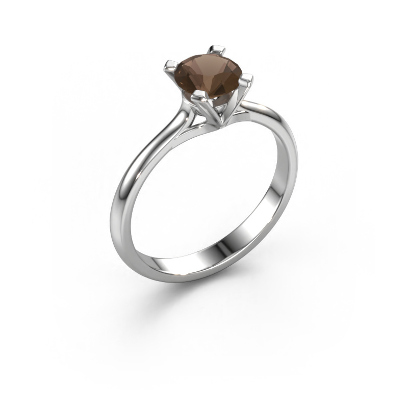 Image of Engagement ring Isa 1 585 white gold Smokey quartz 5.7 mm