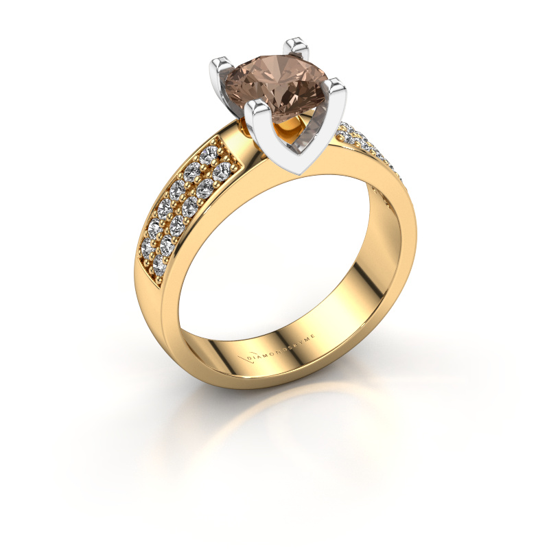 Afbeelding van Aanzoeksring Isabella 3 585 goud Bruine diamant 1.360 crt