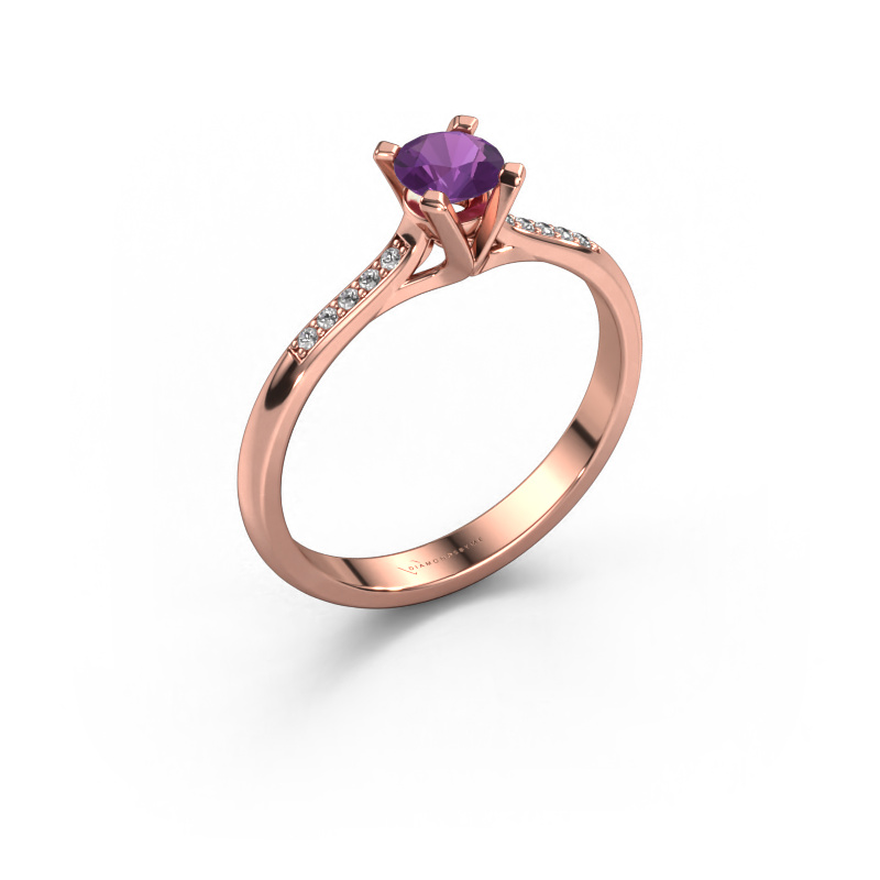 Image of Engagement ring Isa 2 585 rose gold Amethyst 4.2 mm