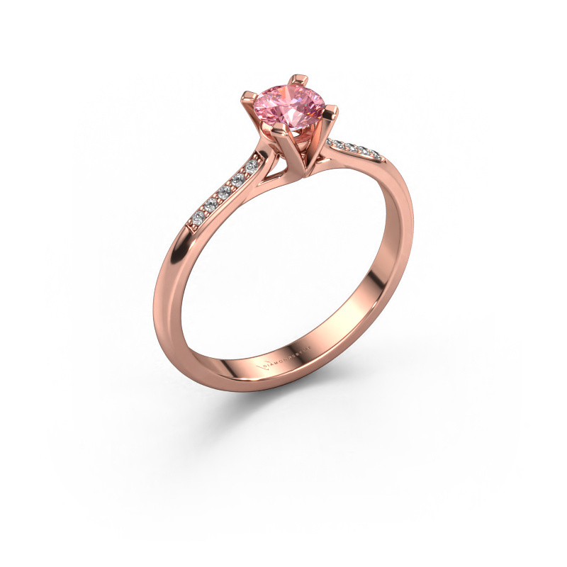 Image of Engagement ring Isa 2 585 rose gold Pink lab grown diamond 4.2 mm