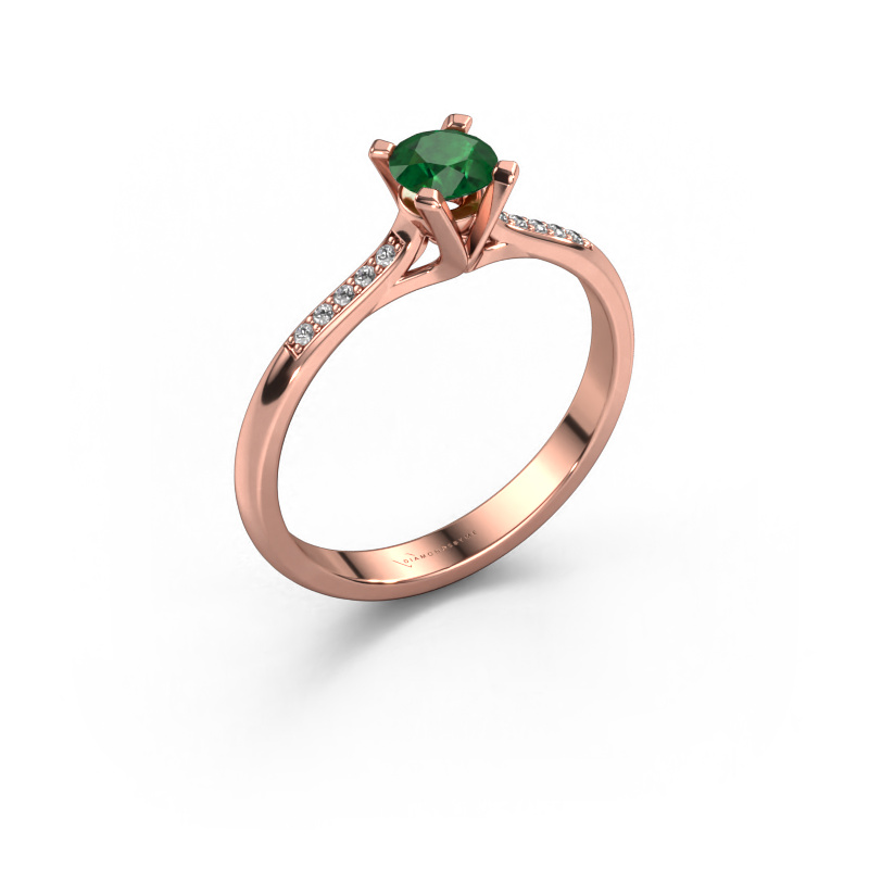 Image of Engagement ring Isa 2 585 rose gold Emerald 4.2 mm