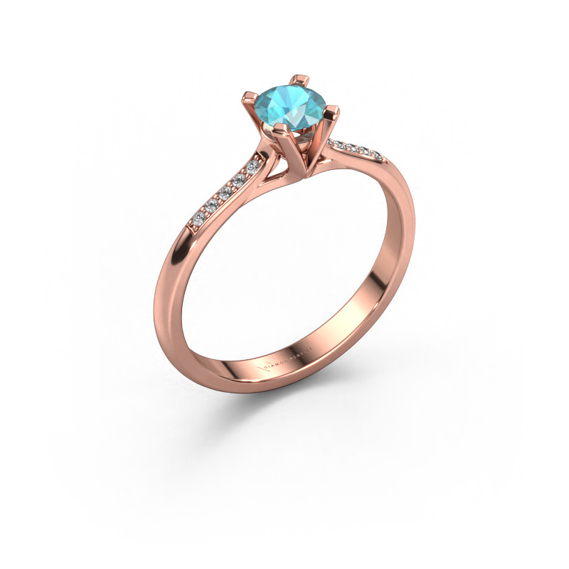 Image de Bague de fiançailles Isa 2 585 or rose Topaze bleue 4.2 mm