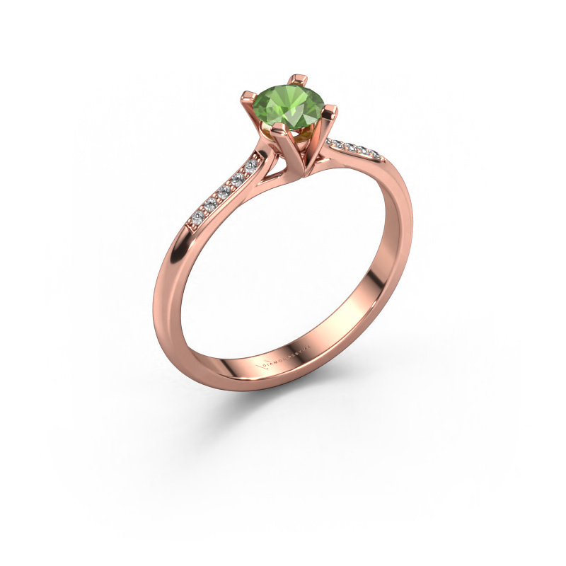 Image of Engagement ring Isa 2 585 rose gold Tourmaline green 4.2 mm
