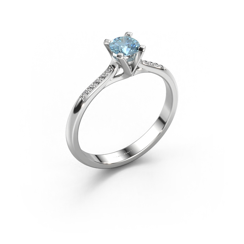 Image of Engagement ring Isa 2 585 white gold Blue lab grown diamond 4.2 mm