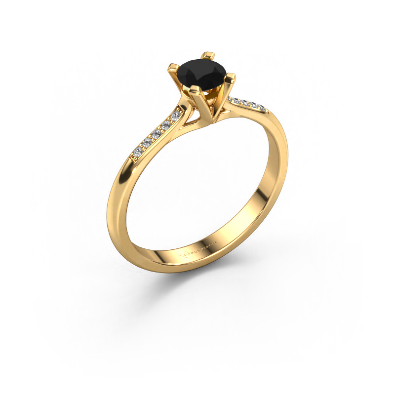 Image de Bague de fiançailles Isa 2 585 or jaune Diamant noir 0.41 crt