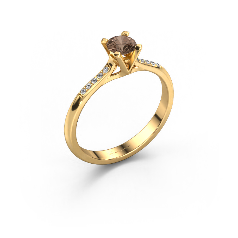 Image de Bague de fiançailles Isa 2 585 or jaune Diamant brun 0.35 crt
