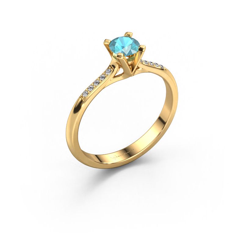 Bild von Verlobungsring Isa 2 585 Gold Blau Topas 4.2 mm