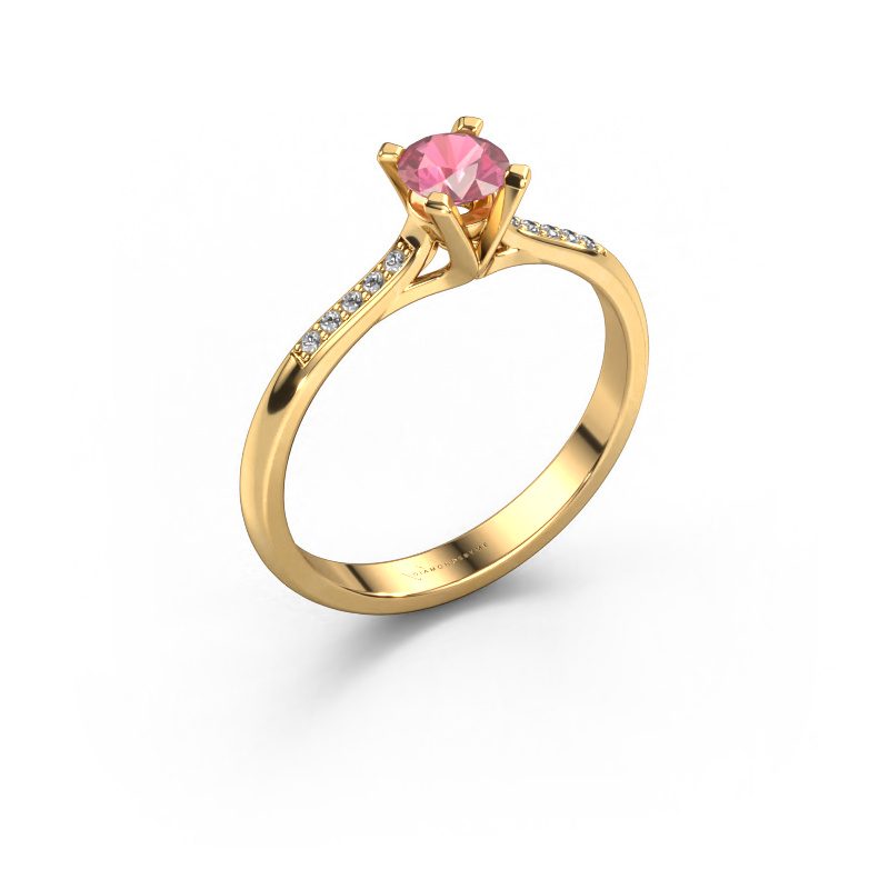 Image de Bague de fiançailles Isa 2 585 or jaune Rose tourmaline 4.2 mm
