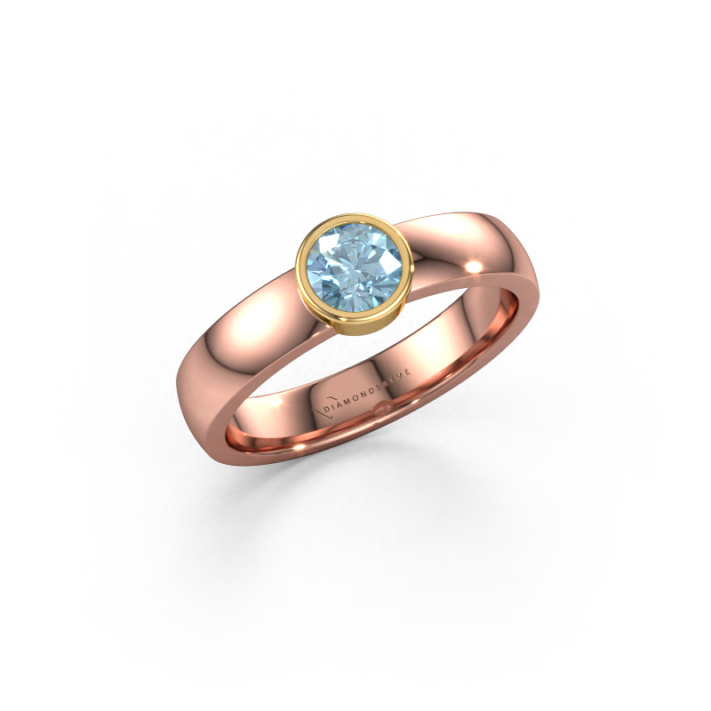 Image de Bague Ise 1 585 or rose Diamant synthétique bleu 4.7 mm