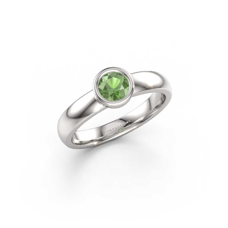 Immagine di Anello Ise 1 585 oro bianco Tormalina verde 4.7 mm