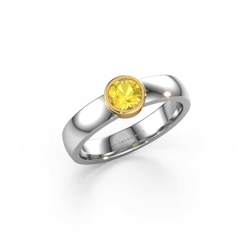 Image de Bague Ise 1 585 or blanc Saphir jaune 4.7 mm