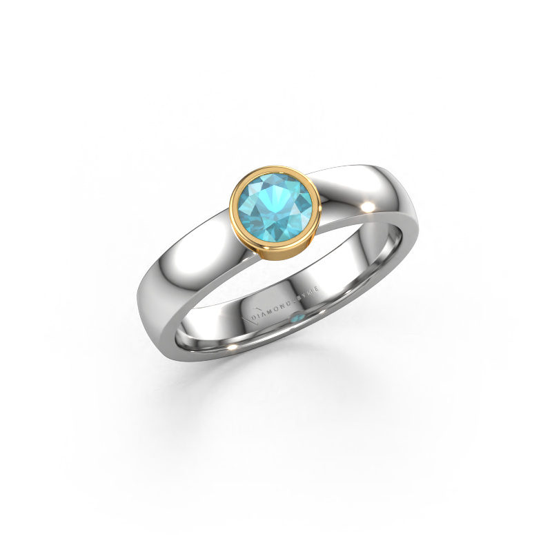 Afbeelding van Ring Ise 1 585 witgoud Blauw topaas 4.7 mm