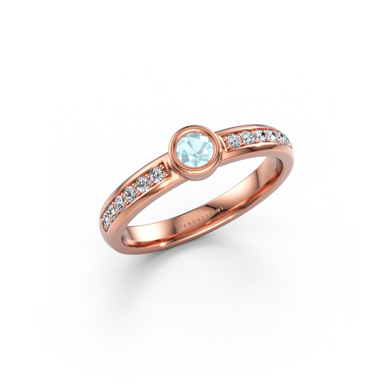 Immagine di Anello Ise 2 585 oro rosa Acquamarina 4 mm