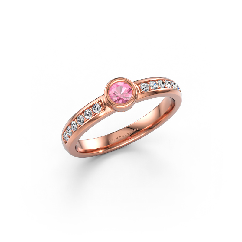 Immagine di Anello Ise 2 585 oro rosa Zaffiro rosa 4 mm