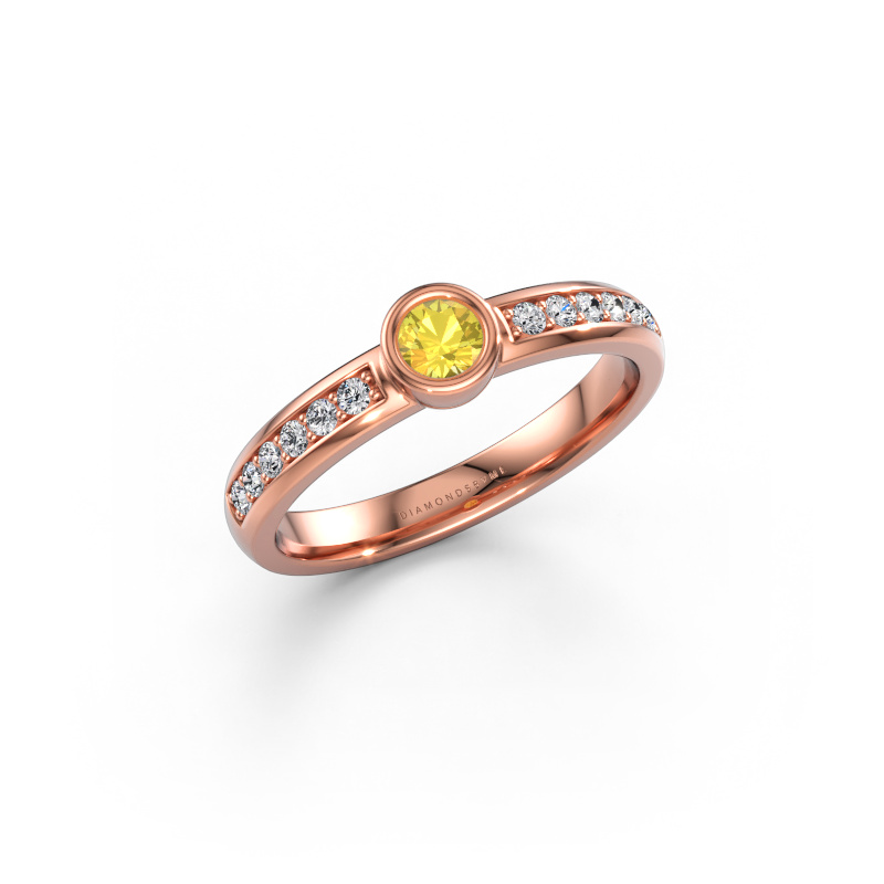Immagine di Anello Ise 2 585 oro rosa Zaffiro giallo 4 mm