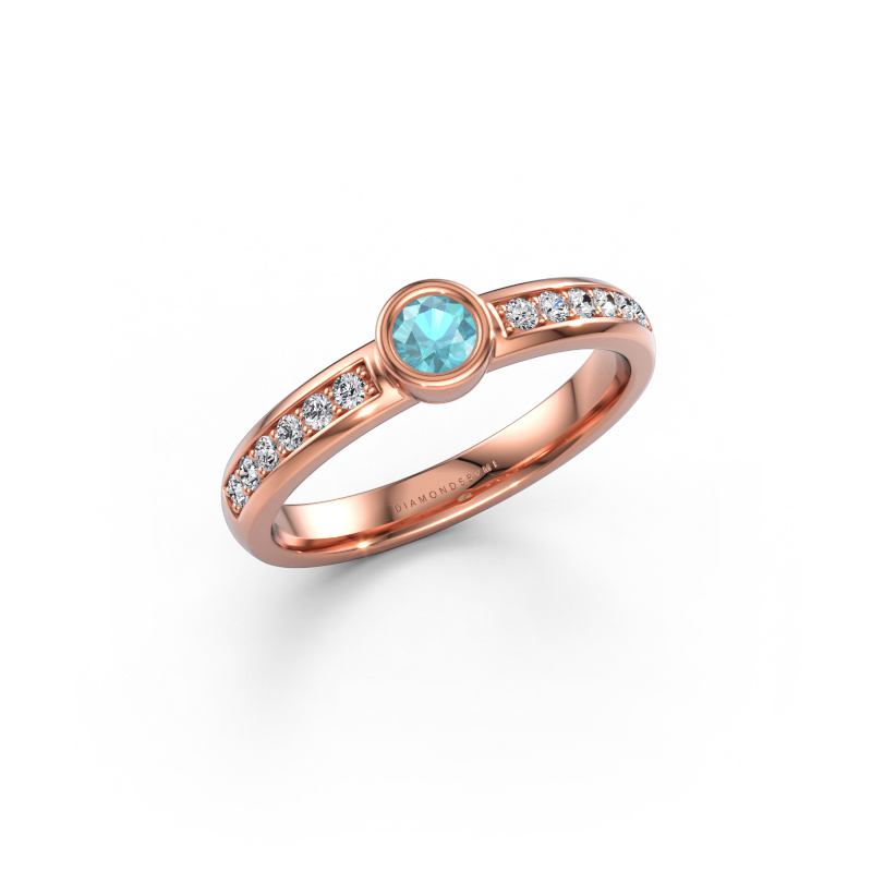 Immagine di Anello Ise 2 585 oro rosa Topazio blu 4 mm