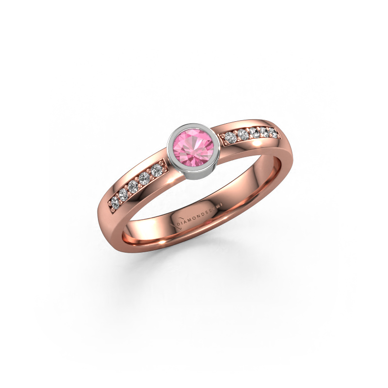 Image de Bague Ise 2 585 or rose Saphir rose 4 mm