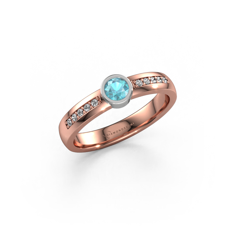 Image of Ring Ise 2 585 rose gold Blue topaz 4 mm