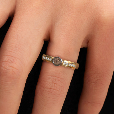 ◆STONEHENgE◆ Braid 14K Brown Diamond Ring SA25A40F SAG-25A Hexagon Brown Diamond Ring, .33ct – ESQUELETO