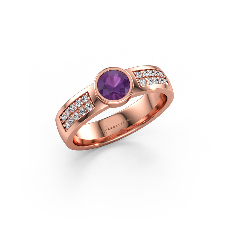 Immagine di Anello di fidanzamento Ise 3 585 oro rosa Ametista 4.7 mm