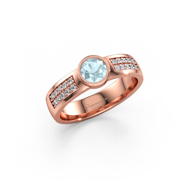 Immagine di Anello di fidanzamento Ise 3 585 oro rosa Acquamarina 4.7 mm