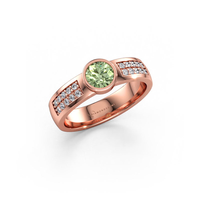 Immagine di Anello di fidanzamento Ise 3 585 oro rosa Diamante lab grown verde 4.7 mm