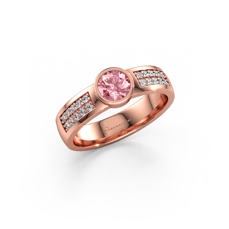 Image of Engagement ring Ise 3 585 rose gold Pink lab grown diamond 4.7 mm