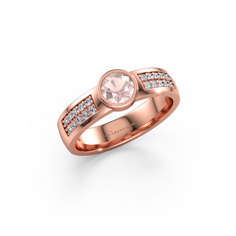 Immagine di Anello di fidanzamento Ise 3 585 oro rosa Morganite champagne 4.7 mm