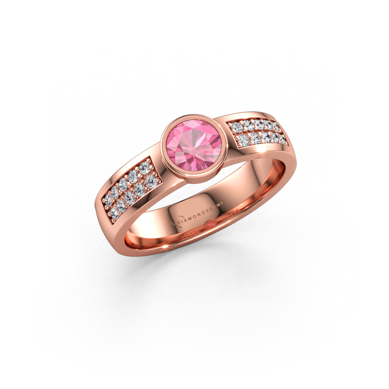 Bild av Förlovningsring Ise 3 585 roséguld Rosa safir 4.7 mm