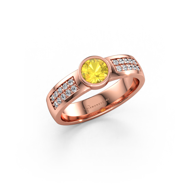 Immagine di Anello di fidanzamento Ise 3 585 oro rosa Zaffiro giallo 4.7 mm