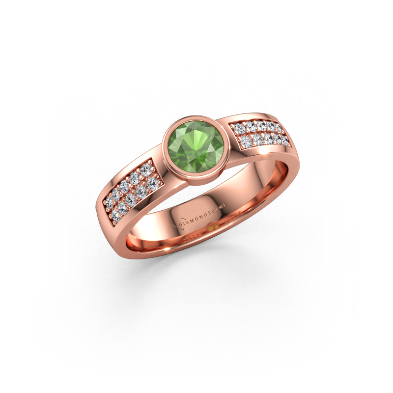 Bild av Förlovningsring Ise 3 585 roséguld Grön turmalin 4.7 mm