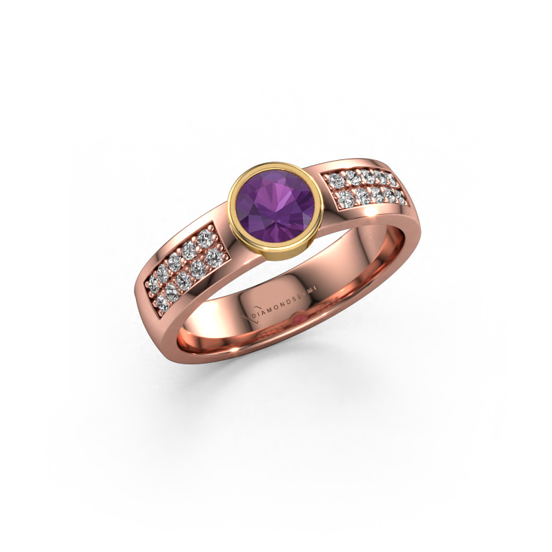 Image of Engagement ring Ise 3 585 rose gold Amethyst 4.7 mm